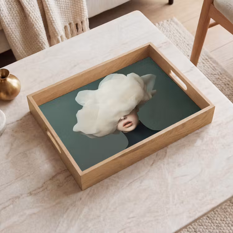 Hoed - Vrouw - Beige Dienblad Rechthoek middel -sfeer1