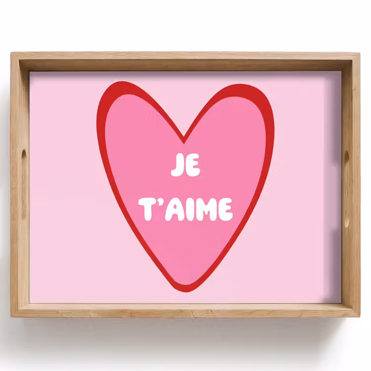 Hart - Frans - Valentijn - Roze Dienblad Rechthoek middel -z3d_shopping