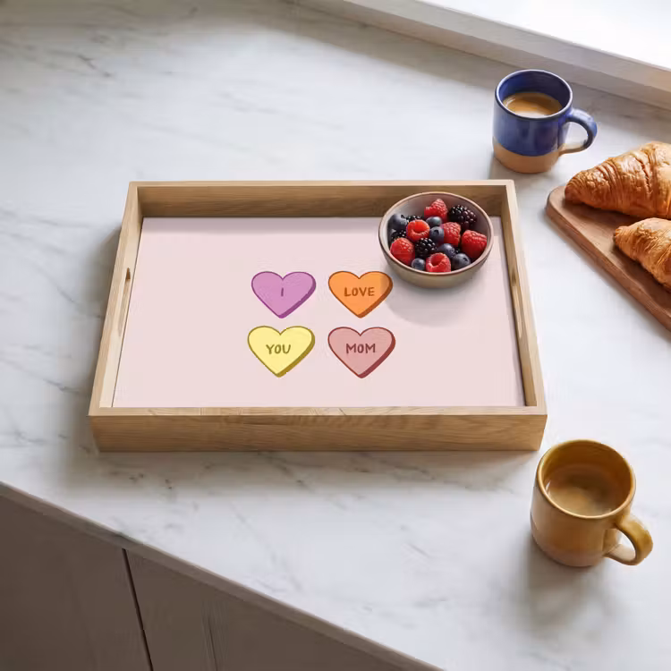 Hartjes - Pastel - Liefde - Moeder Dienblad Rechthoek middel -sfeer2