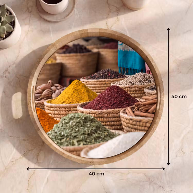 Tray - Herbs - Baskets - Oriental - Kruiden - Manden - Oosters Dienblad Rond middel