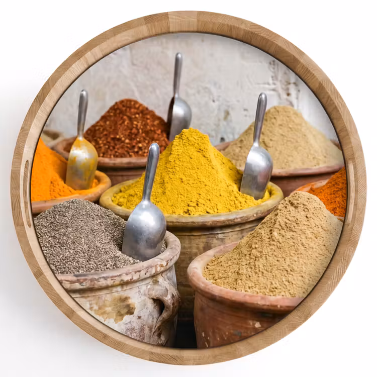 Tray - Herbs - Jars - Asian - Kruiden - Potten - Oosters Dienblad Rond middel