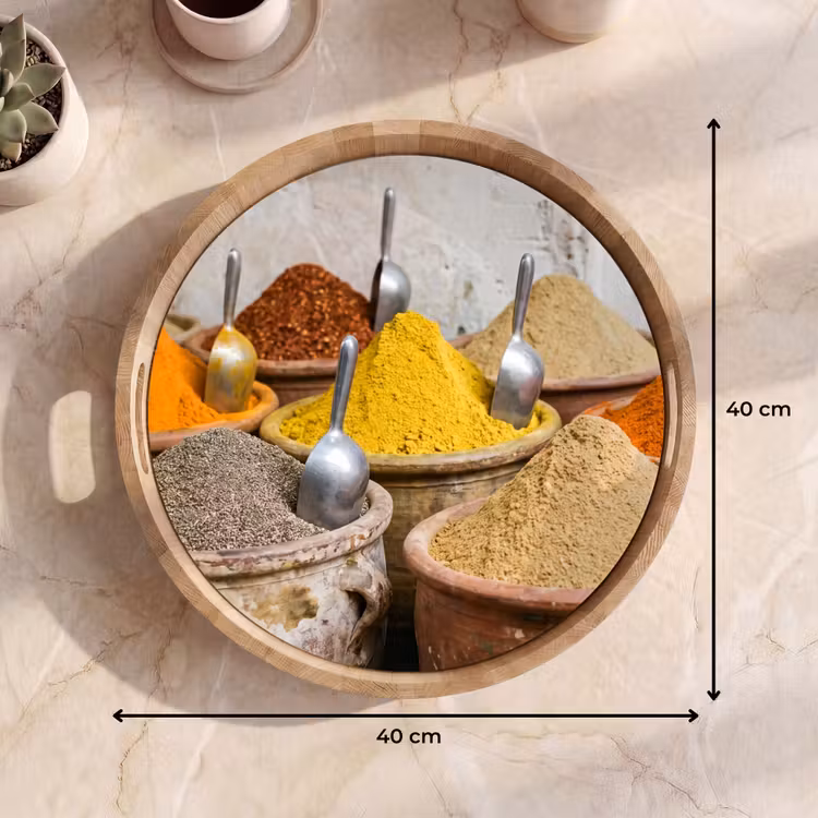 Tray - Herbs - Jars - Asian - Kruiden - Potten - Oosters Dienblad Rond middel