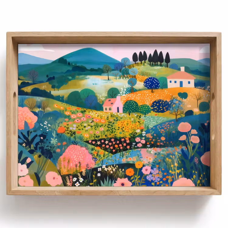 Heuvellandschap - Fantasierijk - Kleurcontrasten Dienblad Rechthoek middel -z3d_shopping