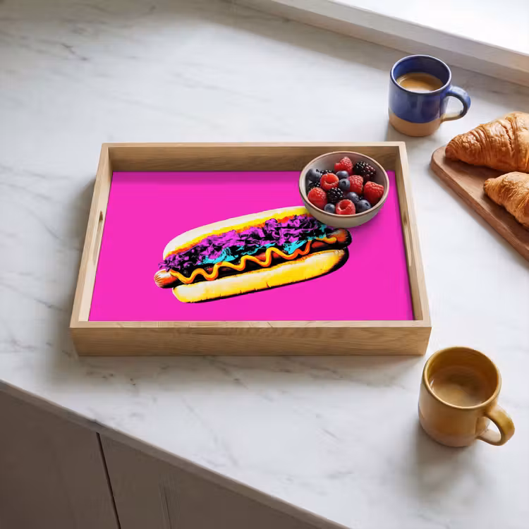 Hotdog - Roze - Retro Dienblad Rechthoek middel -sfeer2