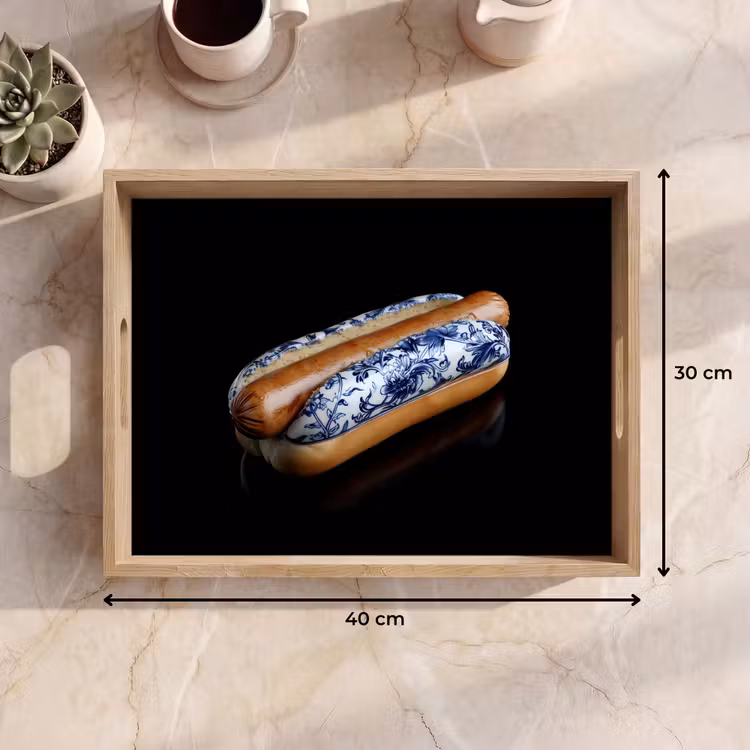 Hotdog - Porselein - Delfts blauw - Eten Dienblad Rechthoek middel -USP_Formaat