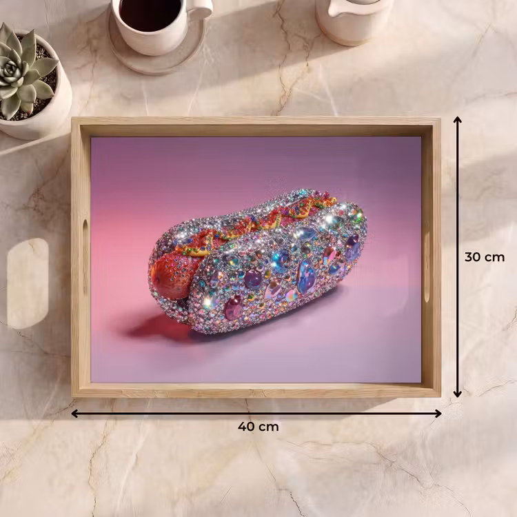 Hotdog - Steentjes - Glitters - Paars Dienblad Rechthoek middel -USP_Formaat