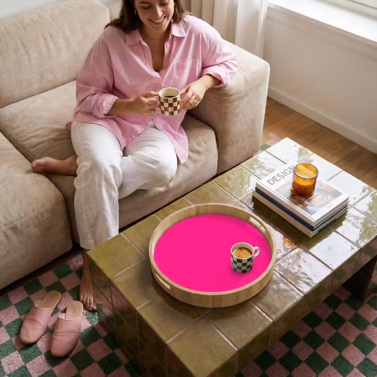 Hot - Fuchsia - Roze Dienblad Rond middel 914 -sfeer3