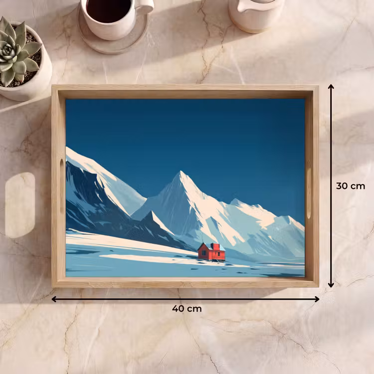 Huis - Berglandschap - Sneeuw Dienblad Rechthoek middel -USP_Formaat