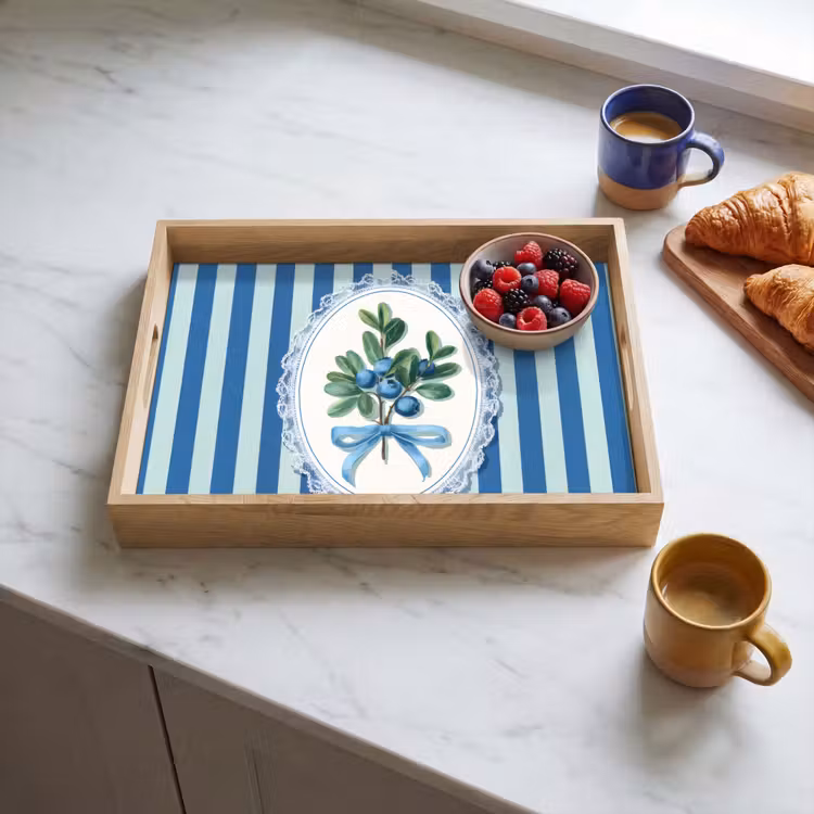Illustratie - Bessen - Blauw - Strepen Dienblad Rechthoek middel -sfeer2