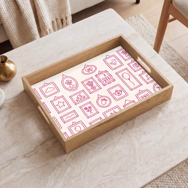Illustratie - Collectie - Kunst - Minimalistisch - Roze Dienblad Rechthoek middel -sfeer1