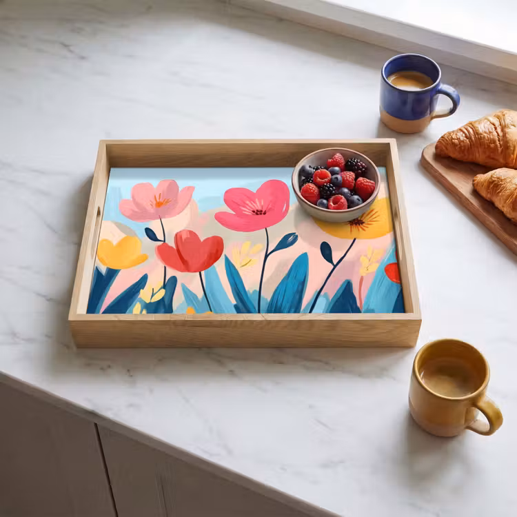 Illustratie - Bloemen - Kleurrijk Dienblad Rechthoek middel -sfeer2
