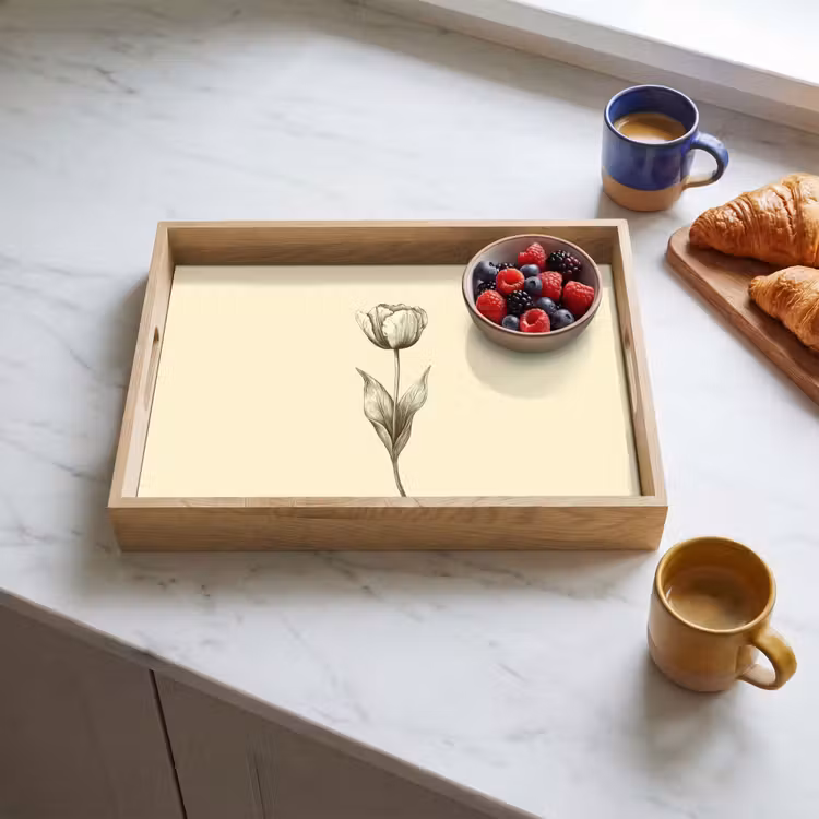 Illustratie - Tulp - Zwart Dienblad Rechthoek middel -sfeer2