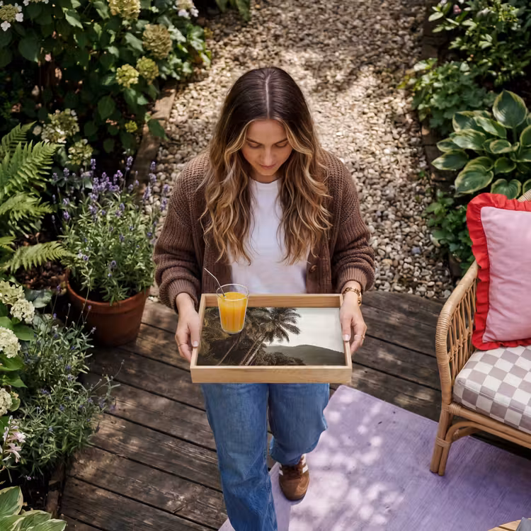 Eiland - Palmboom - Zee Dienblad Rechthoek middel -sfeer5