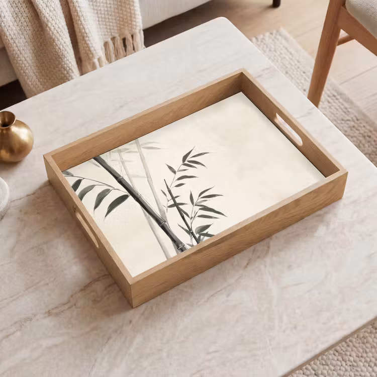 Japandi - Bamboe - Beige Dienblad Rechthoek middel -sfeer1