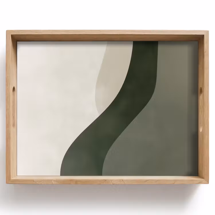 Japandi - Groen - Abstract - Modern Dienblad Rechthoek middel -z3d_shopping