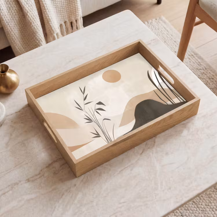 Japandi - Landschap - Beige Dienblad Rechthoek middel -sfeer1