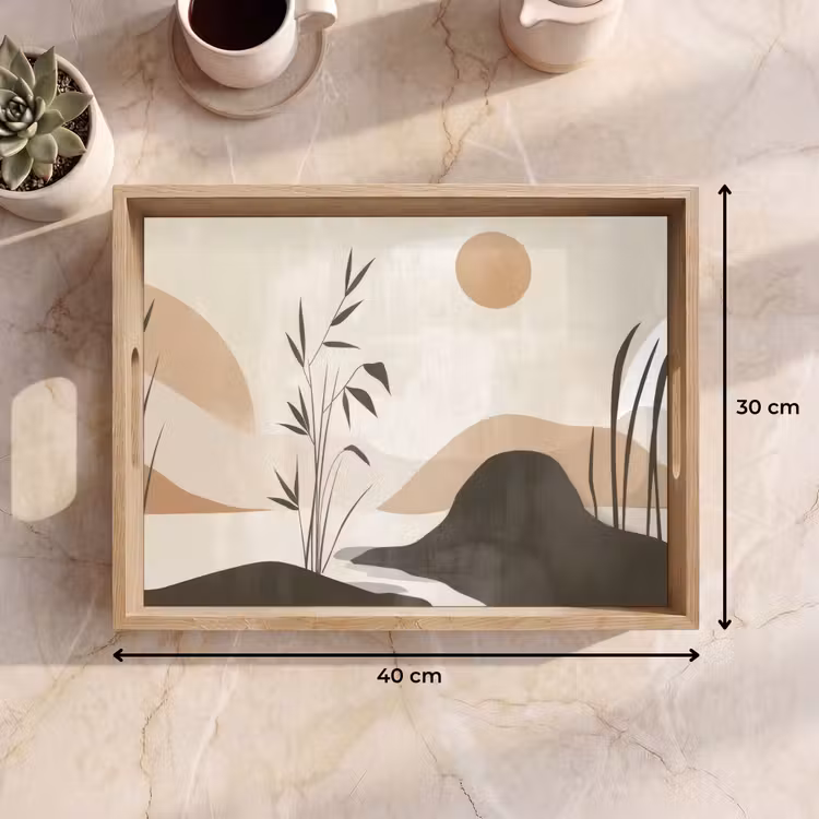 Japandi - Landschap - Beige Dienblad Rechthoek middel -USP_Formaat