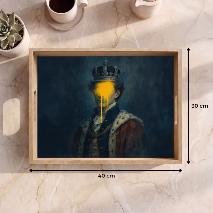 Koning - Portret - Druipende gele verf Dienblad Rechthoek middel -USP_Formaat