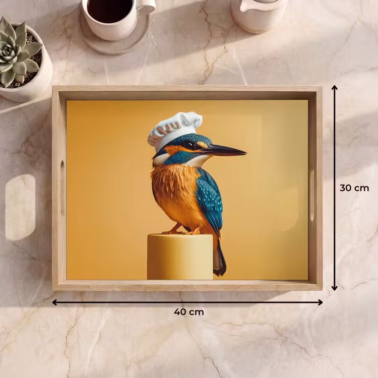 Ijsvogel - Pilaar - Koksmuts - Vogel Dienblad Rechthoek middel -USP_Formaat