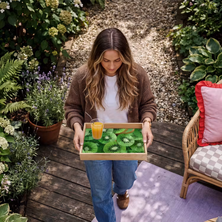 Kiwi - Groen - Pitten Dienblad Rechthoek middel -sfeer5