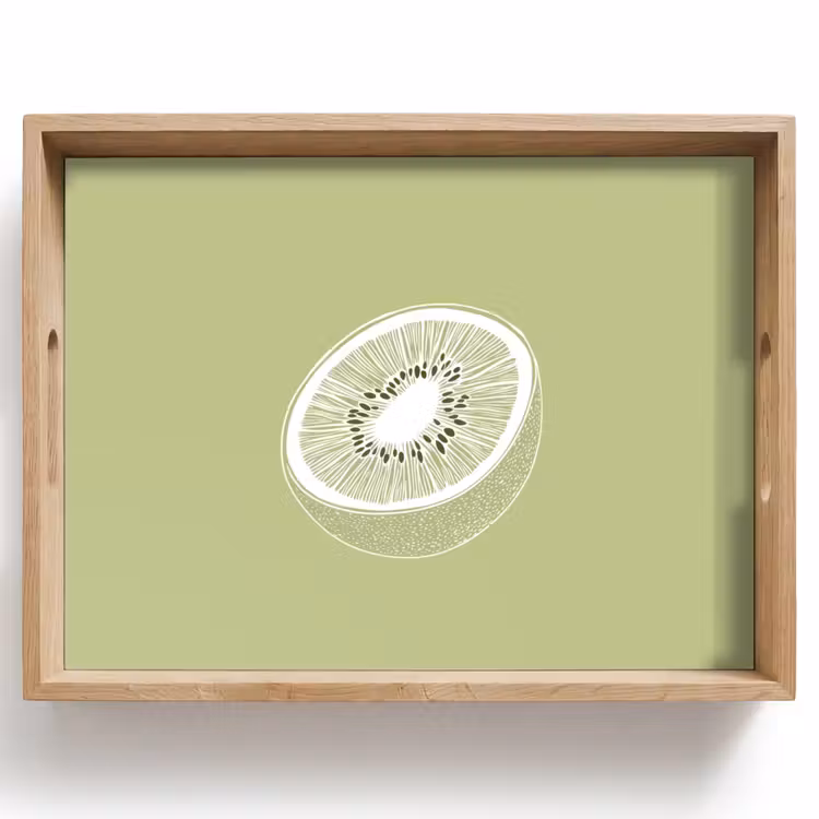 Kiwi - Lijntekening - Minimalistisch - Groen Dienblad Rechthoek middel -z3d_shopping