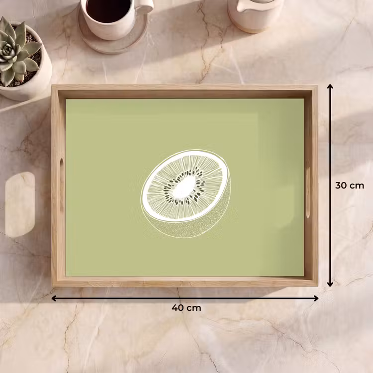 Kiwi - Lijntekening - Minimalistisch - Groen Dienblad Rechthoek middel -USP_Formaat