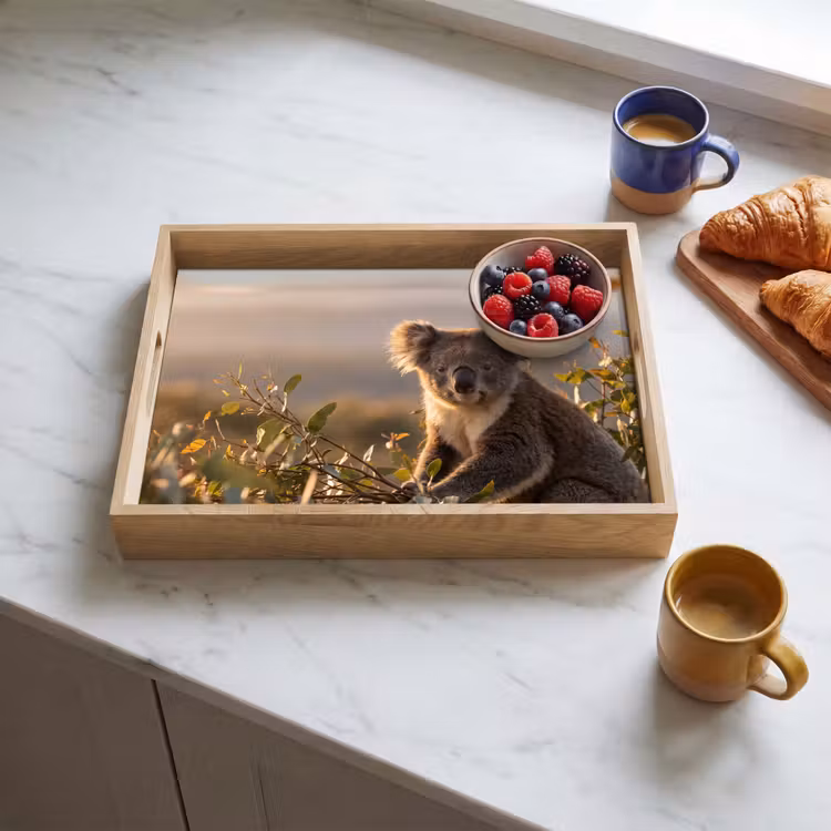 Koala - Bladeren - Ochtendlicht Dienblad Rechthoek middel -sfeer2