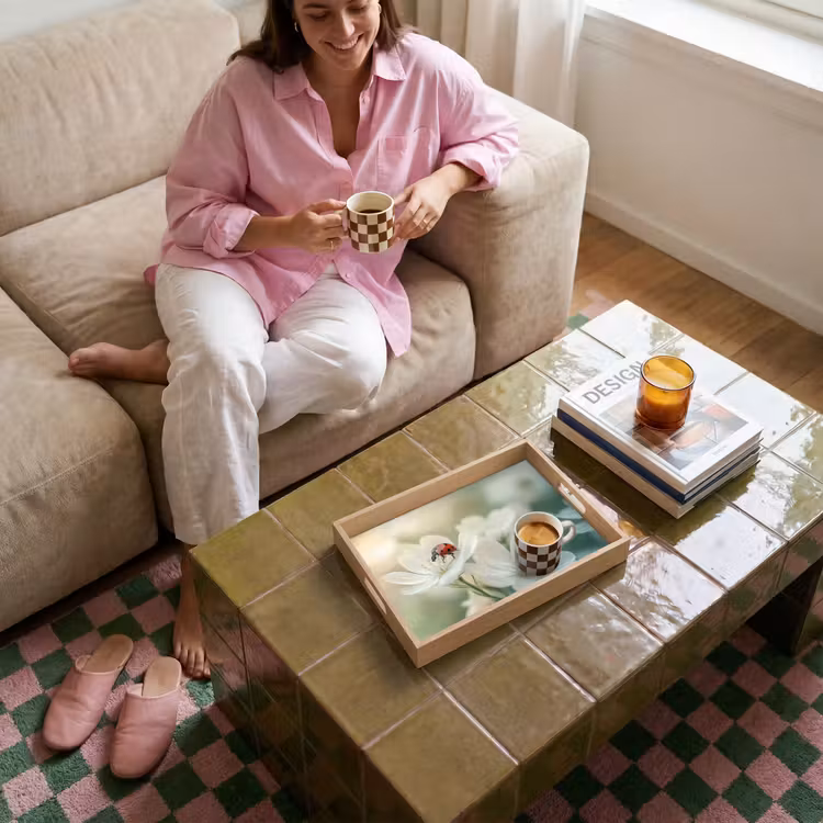 Lieveheersbeestje - Bloemen - Wit Dienblad Rechthoek middel -sfeer3