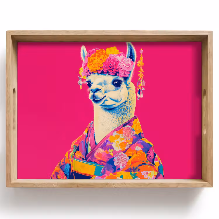 Lama - Kimono - Bloemenkrans - Felroze Dienblad Rechthoek middel -z3d_shopping