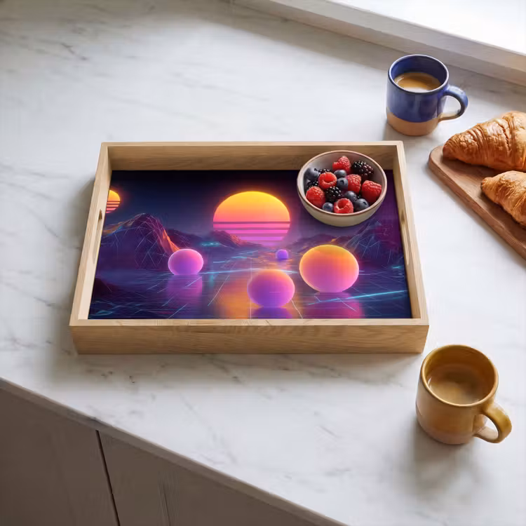 Landschap - Bergen - Bollen - Licht Dienblad Rechthoek middel -sfeer2
