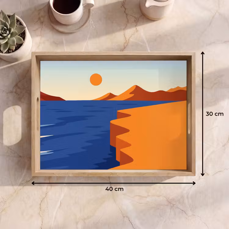 Landschap - Bergen - Zon - Zee Dienblad Rechthoek middel -USP_Formaat