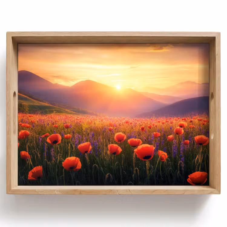 Landschap - Zonsondergang - Bloemenveld Dienblad Rechthoek middel -z3d_shopping
