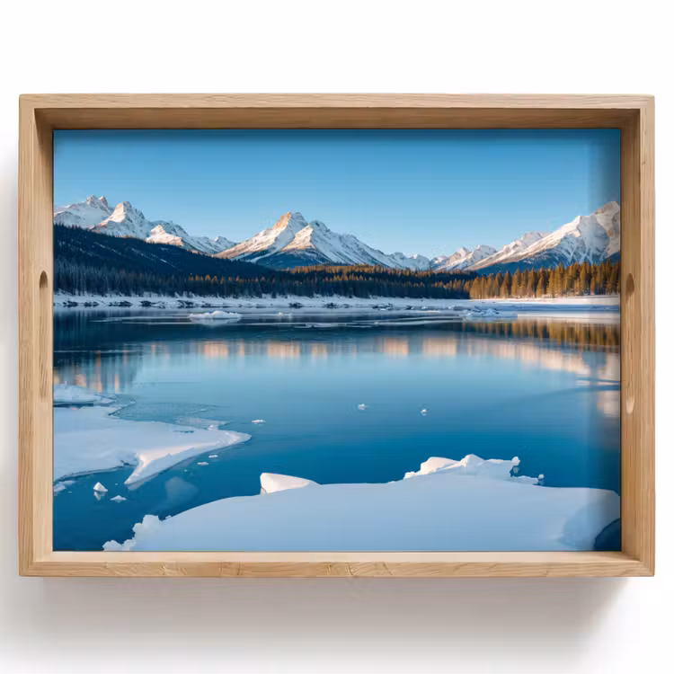 Landschap - Winter - Meer - Bergen - Uitzicht - IJs Dienblad Rechthoek middel -z3d_shopping