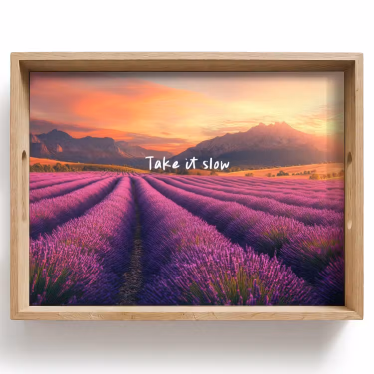 Lavendelveld - Quote - Zonsondergang Dienblad Rechthoek middel -z3d_shopping