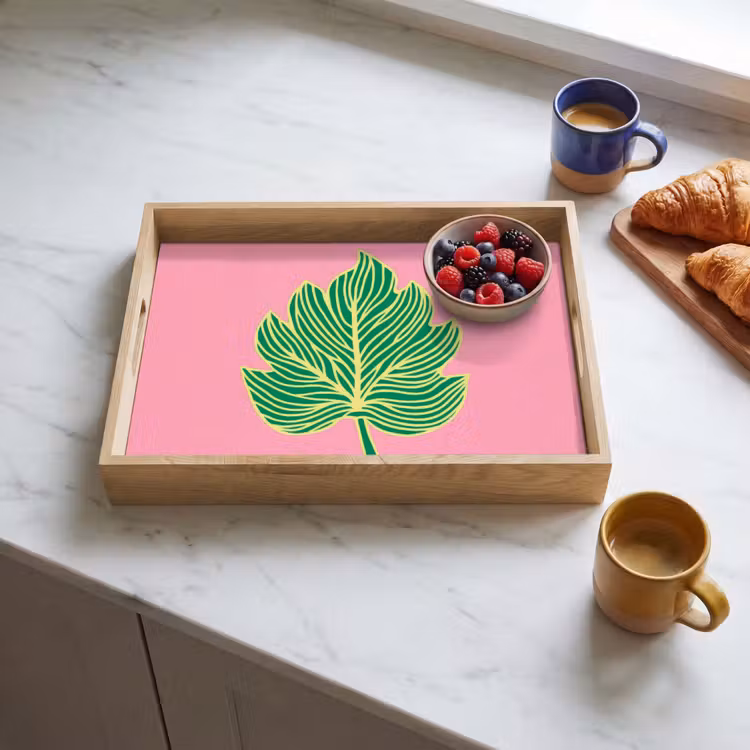 Blad - Groen - Illustratie - Minimalistisch Dienblad Rechthoek middel -sfeer2