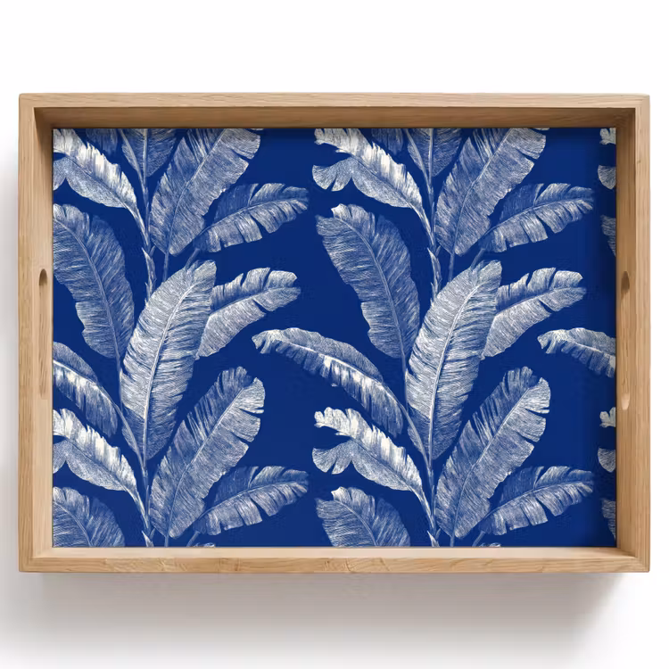 Blad - Palm - Blauw Dienblad Rechthoek middel 911 -z3d_shopping