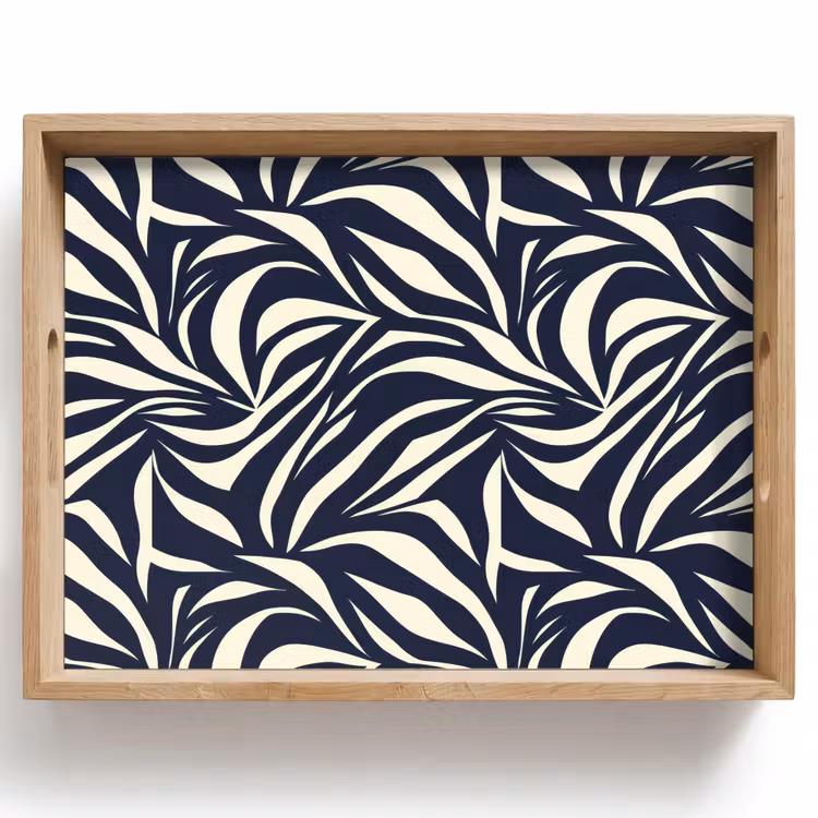 Bladvormen - Blauw - Patroon - Wit Dienblad Rechthoek middel 911 -z3d_shopping