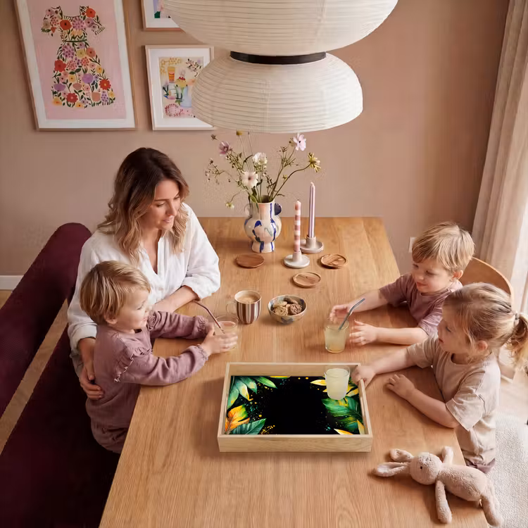Bladeren - Groen - Geel - Verf - Jungle Dienblad Rechthoek middel -sfeer4