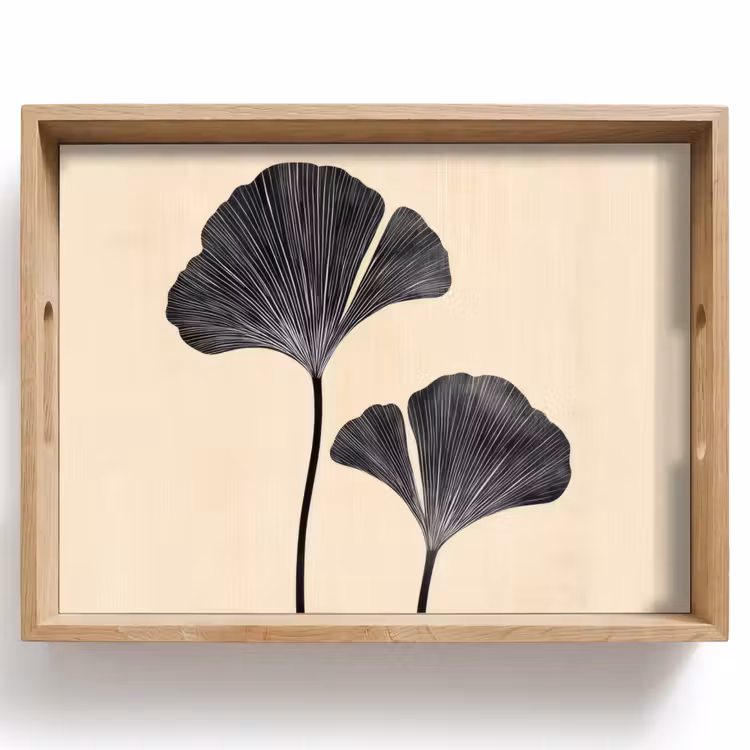 Bladeren - Minimalistisch - Zwart Dienblad Rechthoek middel -z3d_shopping