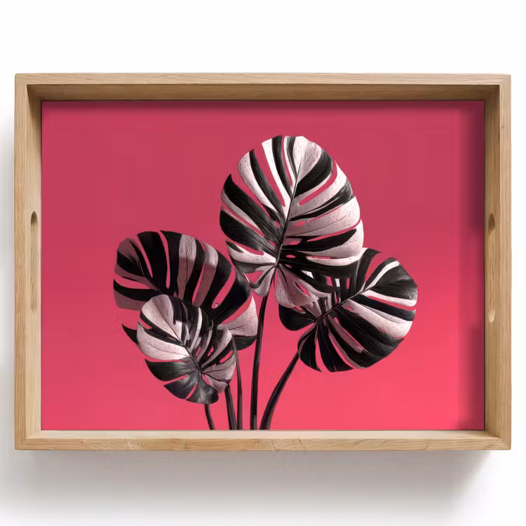 Bladeren - Rond - Roze Dienblad Rechthoek middel -z3d_shopping