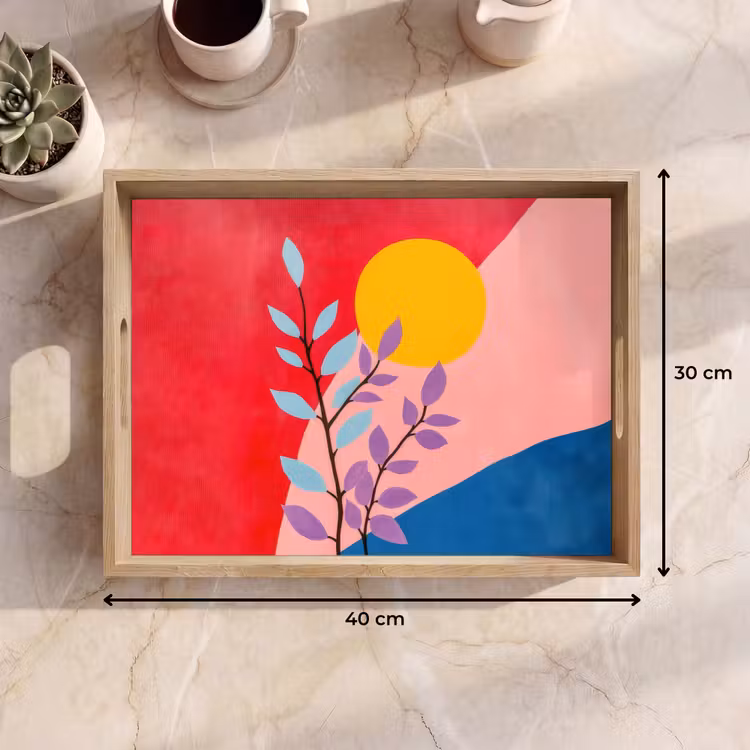 Bladeren - Zon - Abstracte vormen Dienblad Rechthoek middel -USP_Formaat