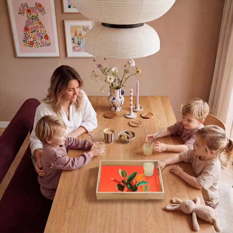 Bladeren - Nerven - Oranje - Structuur Dienblad Rechthoek middel -sfeer4