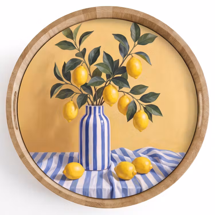 Tray - Lemon - Still Life - Modern - Citroen - Stilleven - Modern Dienblad Rond middel