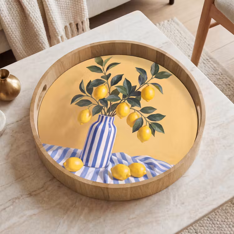 Tray - Lemon - Still Life - Modern - Citroen - Stilleven - Modern Dienblad Rond middel