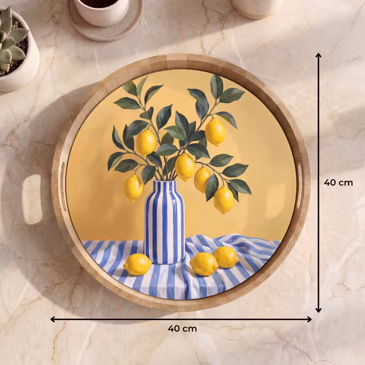 Tray - Lemon - Still Life - Modern - Citroen - Stilleven - Modern Dienblad Rond middel