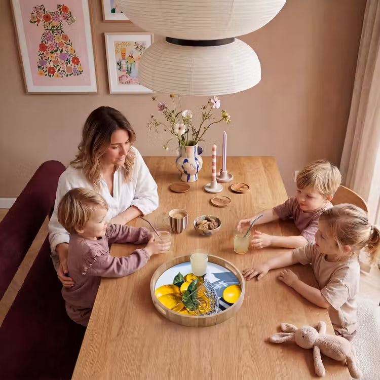 Tray - Lemons - Fruit - Yellow - Citroenen - Fruit - Geel Dienblad Rond middel