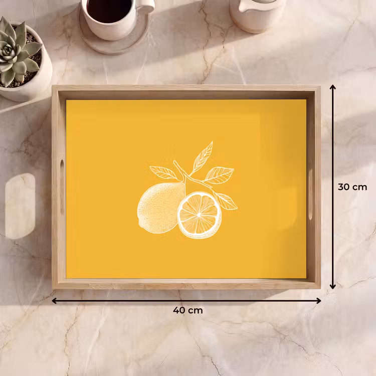 Citroenen - Illustratie - Minimalistisch - Geel Dienblad Rechthoek middel -USP_Formaat
