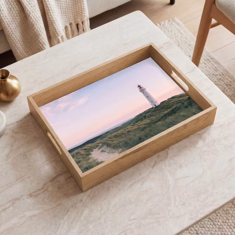 Vuurtoren - Duinlandschap - Zee Dienblad Rechthoek middel -sfeer1