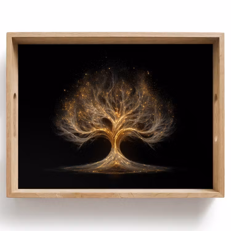 Lichtjes - Boom - Abstract - Zwart Dienblad Rechthoek middel -z3d_shopping