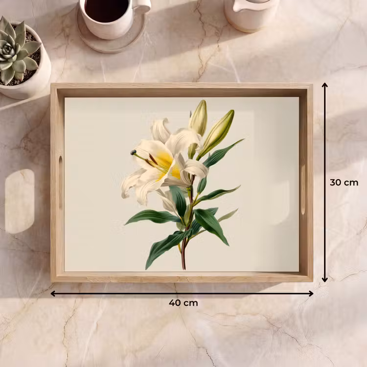 Lelie - Elegant - Botanisch - Beige Dienblad Rechthoek middel -USP_Formaat
